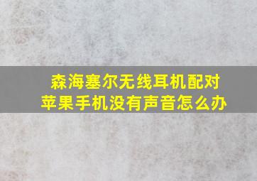 森海塞尔无线耳机配对苹果手机没有声音怎么办