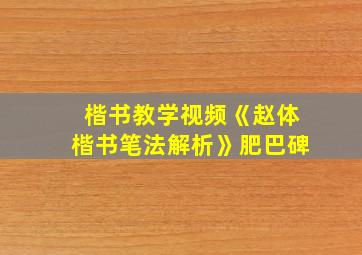 楷书教学视频《赵体楷书笔法解析》肥巴碑