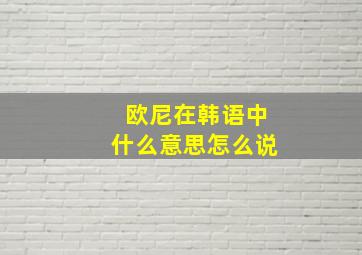 欧尼在韩语中什么意思怎么说