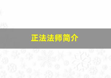 正法法师简介