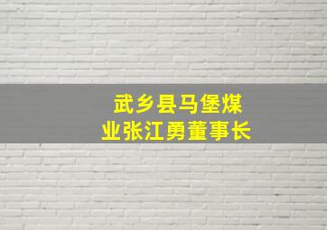 武乡县马堡煤业张江勇董事长