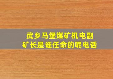 武乡马堡煤矿机电副矿长是谁任命的呢电话