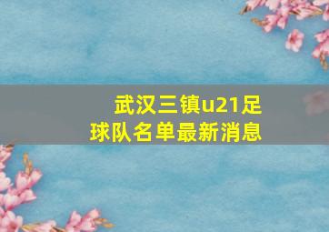 武汉三镇u21足球队名单最新消息