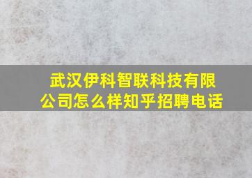 武汉伊科智联科技有限公司怎么样知乎招聘电话