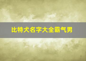 比特犬名字大全霸气男