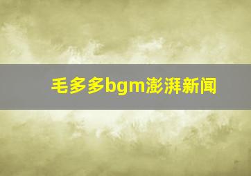 毛多多bgm澎湃新闻