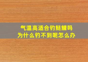 气温高适合钓鲢鳙吗为什么钓不到呢怎么办