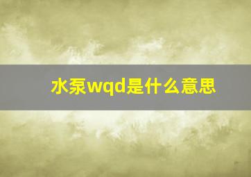 水泵wqd是什么意思