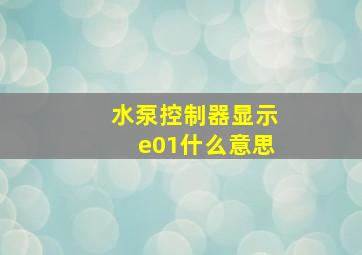 水泵控制器显示e01什么意思