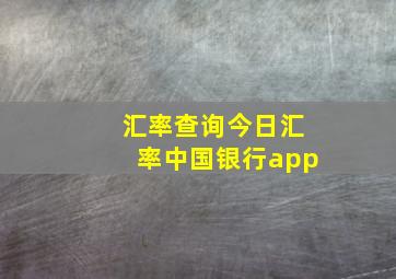 汇率查询今日汇率中国银行app