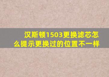 汉斯顿1503更换滤芯怎么提示更换过的位置不一样