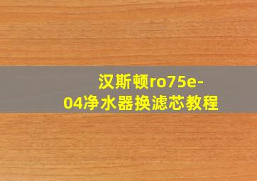 汉斯顿ro75e-04净水器换滤芯教程