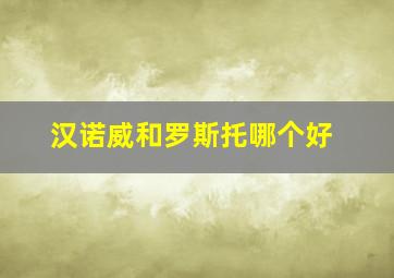 汉诺威和罗斯托哪个好