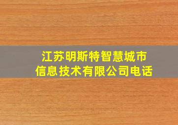 江苏明斯特智慧城市信息技术有限公司电话