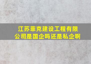 江苏菲克建设工程有限公司是国企吗还是私企啊