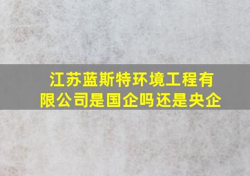 江苏蓝斯特环境工程有限公司是国企吗还是央企