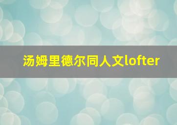 汤姆里德尔同人文lofter