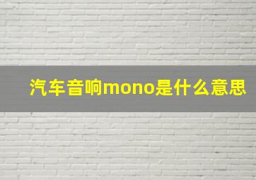 汽车音响mono是什么意思