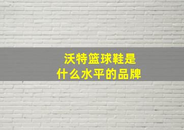 沃特篮球鞋是什么水平的品牌