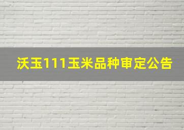 沃玉111玉米品种审定公告