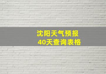 沈阳天气预报40天查询表格