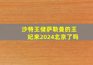 沙特王储萨勒曼的王妃来2024北京了吗