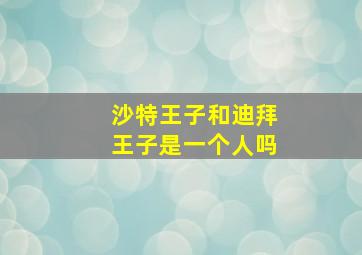 沙特王子和迪拜王子是一个人吗