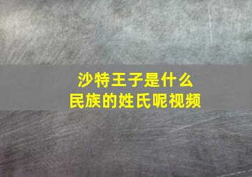 沙特王子是什么民族的姓氏呢视频