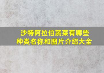 沙特阿拉伯蔬菜有哪些种类名称和图片介绍大全