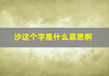 沙这个字是什么意思啊