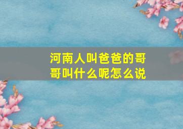 河南人叫爸爸的哥哥叫什么呢怎么说