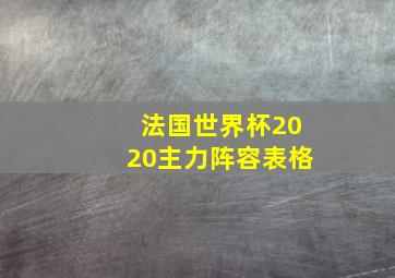 法国世界杯2020主力阵容表格