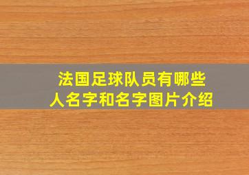 法国足球队员有哪些人名字和名字图片介绍