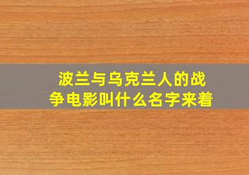 波兰与乌克兰人的战争电影叫什么名字来着