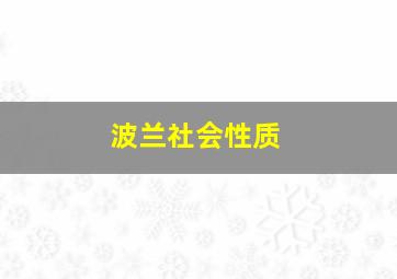 波兰社会性质