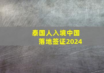 泰国人入境中国落地签证2024