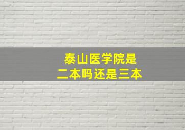 泰山医学院是二本吗还是三本