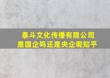 泰斗文化传播有限公司是国企吗还是央企呢知乎