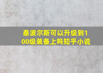 泰波尔斯可以升级到100级装备上吗知乎小说