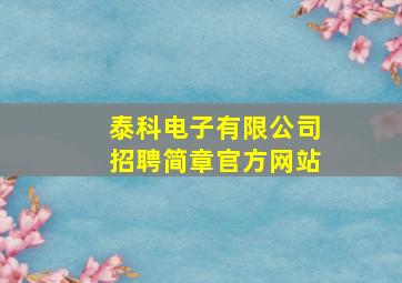 泰科电子有限公司招聘简章官方网站