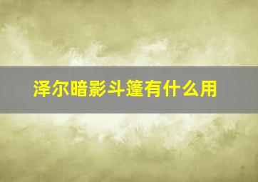 泽尔暗影斗篷有什么用