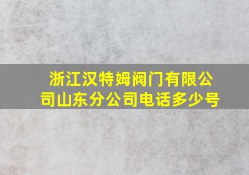 浙江汉特姆阀门有限公司山东分公司电话多少号