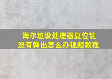 海尔垃圾处理器复位键没有弹出怎么办视频教程