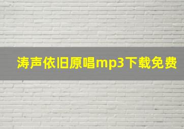 涛声依旧原唱mp3下载免费