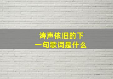 涛声依旧的下一句歌词是什么