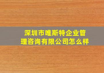 深圳市唯斯特企业管理咨询有限公司怎么样