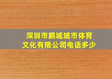 深圳市鹏城城市体育文化有限公司电话多少