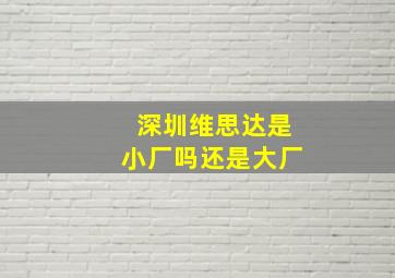 深圳维思达是小厂吗还是大厂