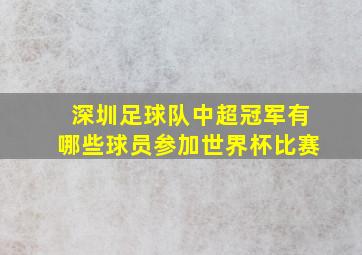 深圳足球队中超冠军有哪些球员参加世界杯比赛