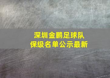 深圳金鹏足球队保级名单公示最新